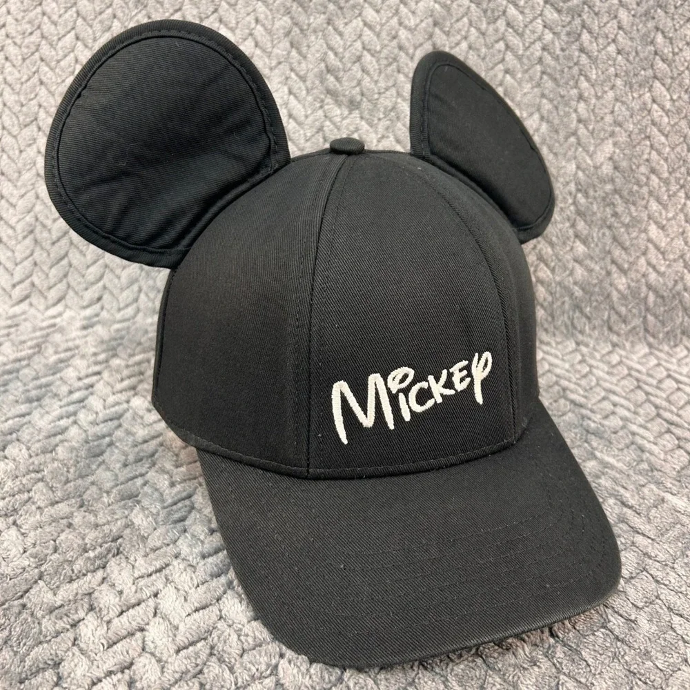 Mickey Script Kids Black Disney Baseball Hat Padded Mouse Ears Snapback OSFM